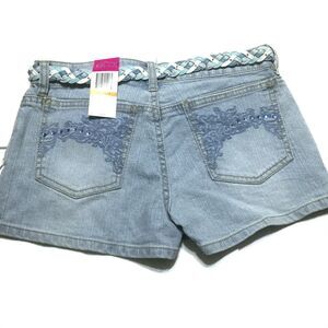 GLO Vintage 90s Jeans Shorts Sz 3 Junior Stretchy Embellished Belt